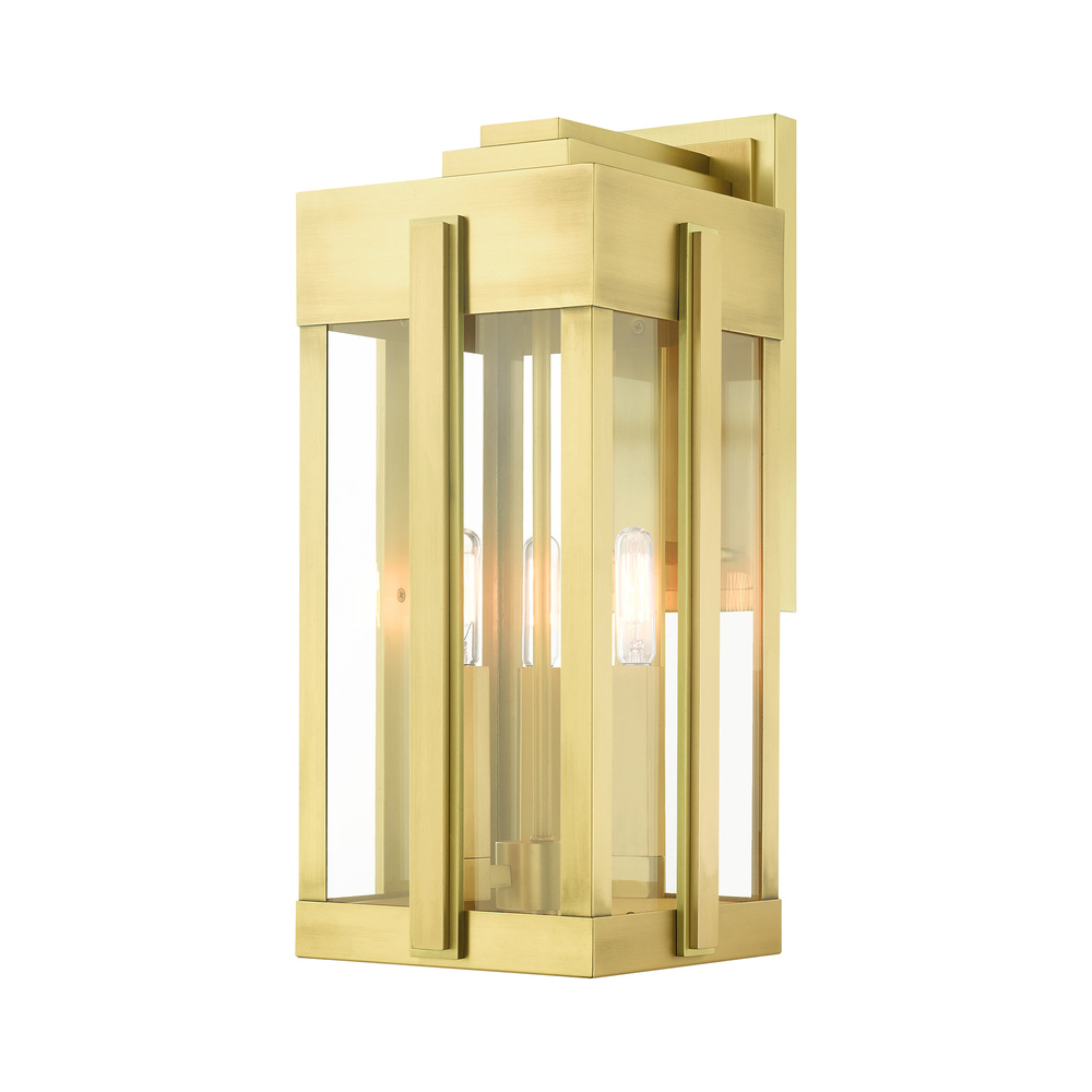 3 Lt Natural Brass Outdoor Wall Lantern