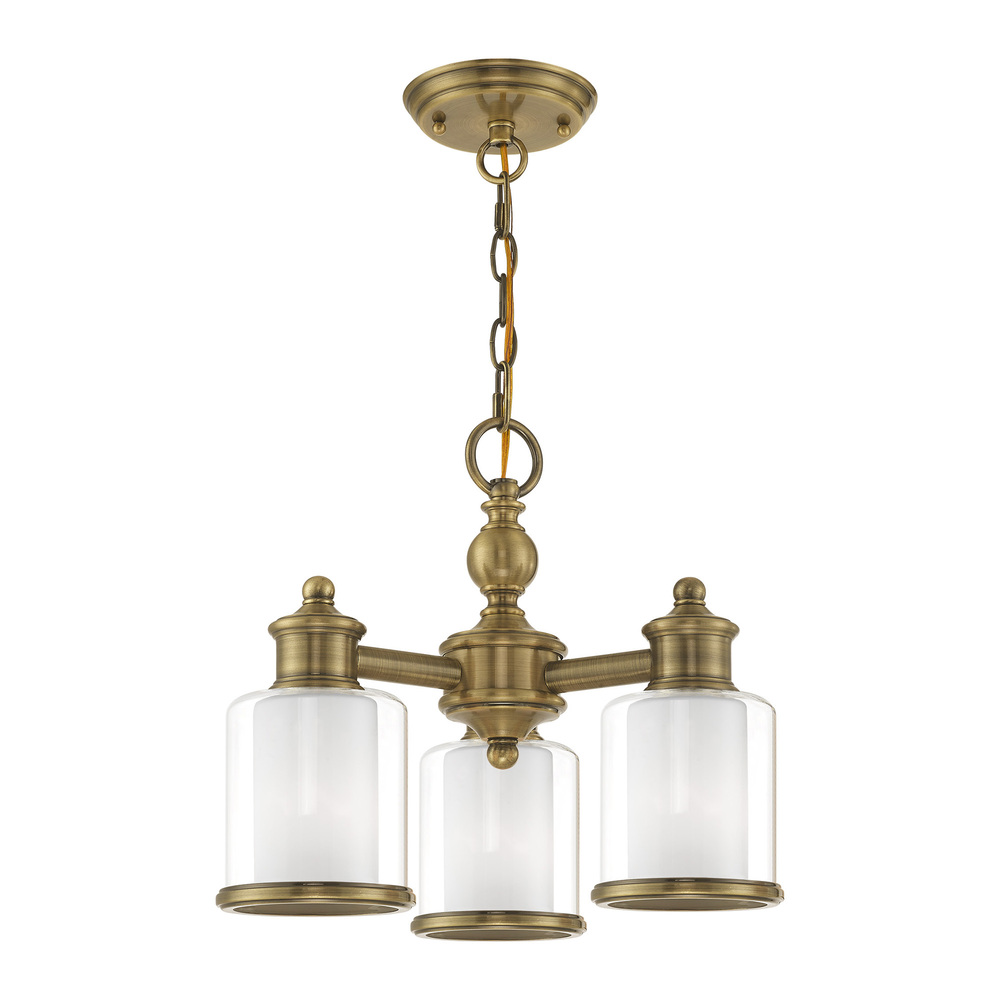 3 Lt Antique Brass Convertible Mini Chandelier/Ceiling Mount