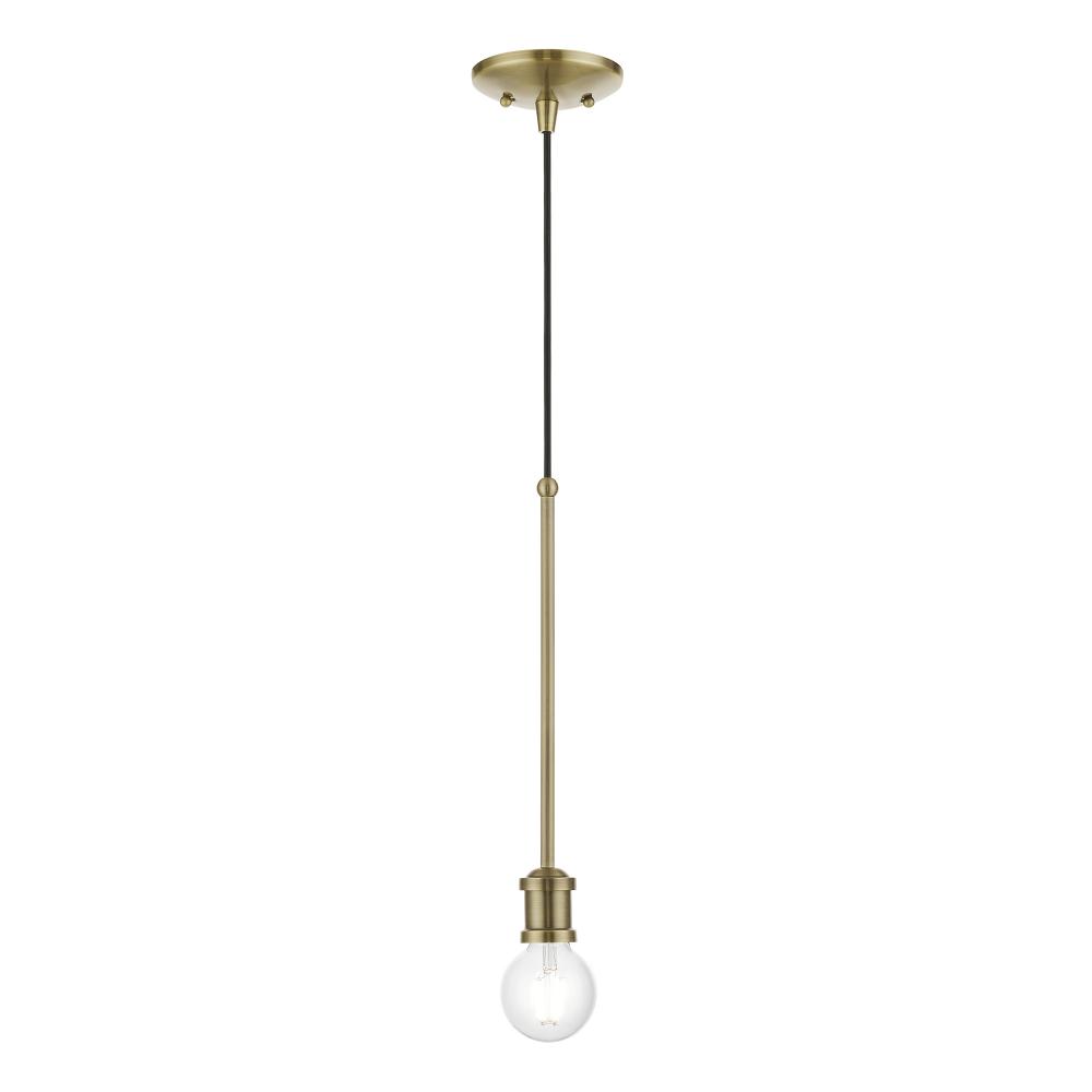 1 Light Antique Brass Single Pendant