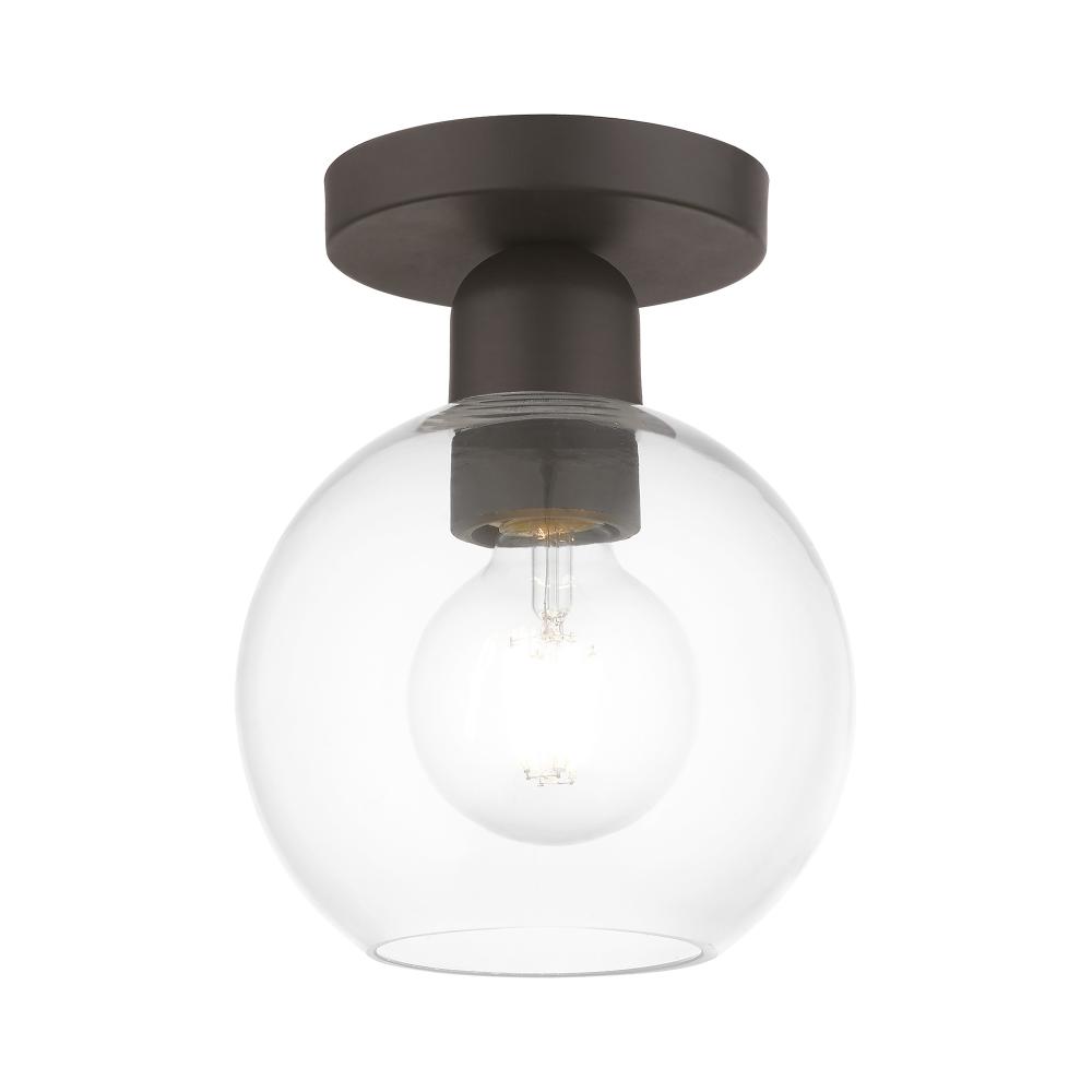 1 Light Bronze Sphere Semi-Flush