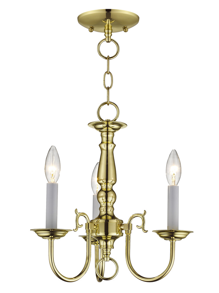 3 Light Polished Brass Mini Chandelier