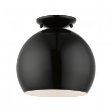 Livex Lighting 43390-68 - 1 Light Shiny Black Semi-Flush Mount