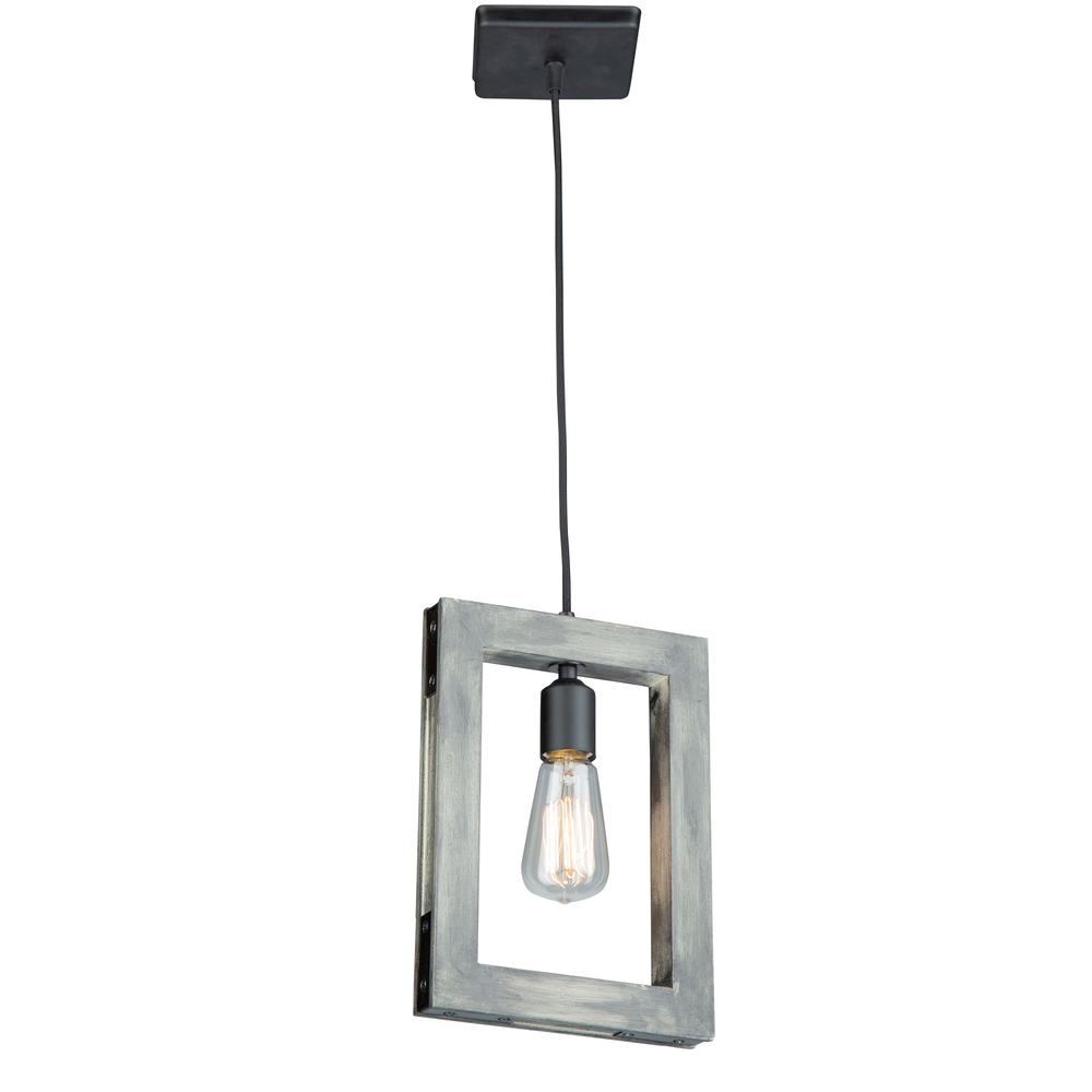 Gatehouse 1 Light Pendant (Beach Wood & Black)