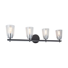 Artcraft AC11934NB - Essex Collection 4-Light Bathroom Vanity Fixture Black and Chrome