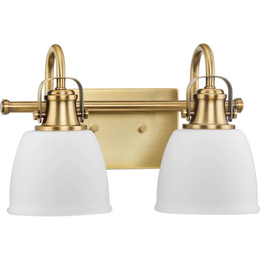 Preston Collection Two-Light Coastal Vintage Brass Bath and Vanity Light