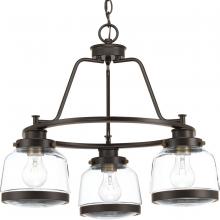 Progress P400057-020 - Judson Collection Three-Light Antique Bronze Clear Glass Farmhouse Chandelier Light