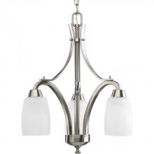 Progress P4434-09 - Wisten Collection Three-Light Brushed Nickel Etched Glass Modern Chandelier Light