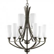 Progress P4439-20 - Wisten Collection Nine-Light Antique Bronze Etched Glass Modern Chandelier Light