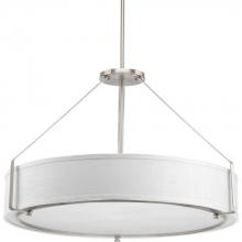 Progress P5021-09 - Ratio Collection Six-Light Brushed Nickel Fabric Shade Coastal Pendant Light