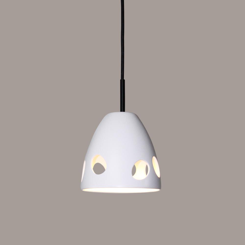 Milano Mini Pendant: Satin White (Black Cord & Canopy)