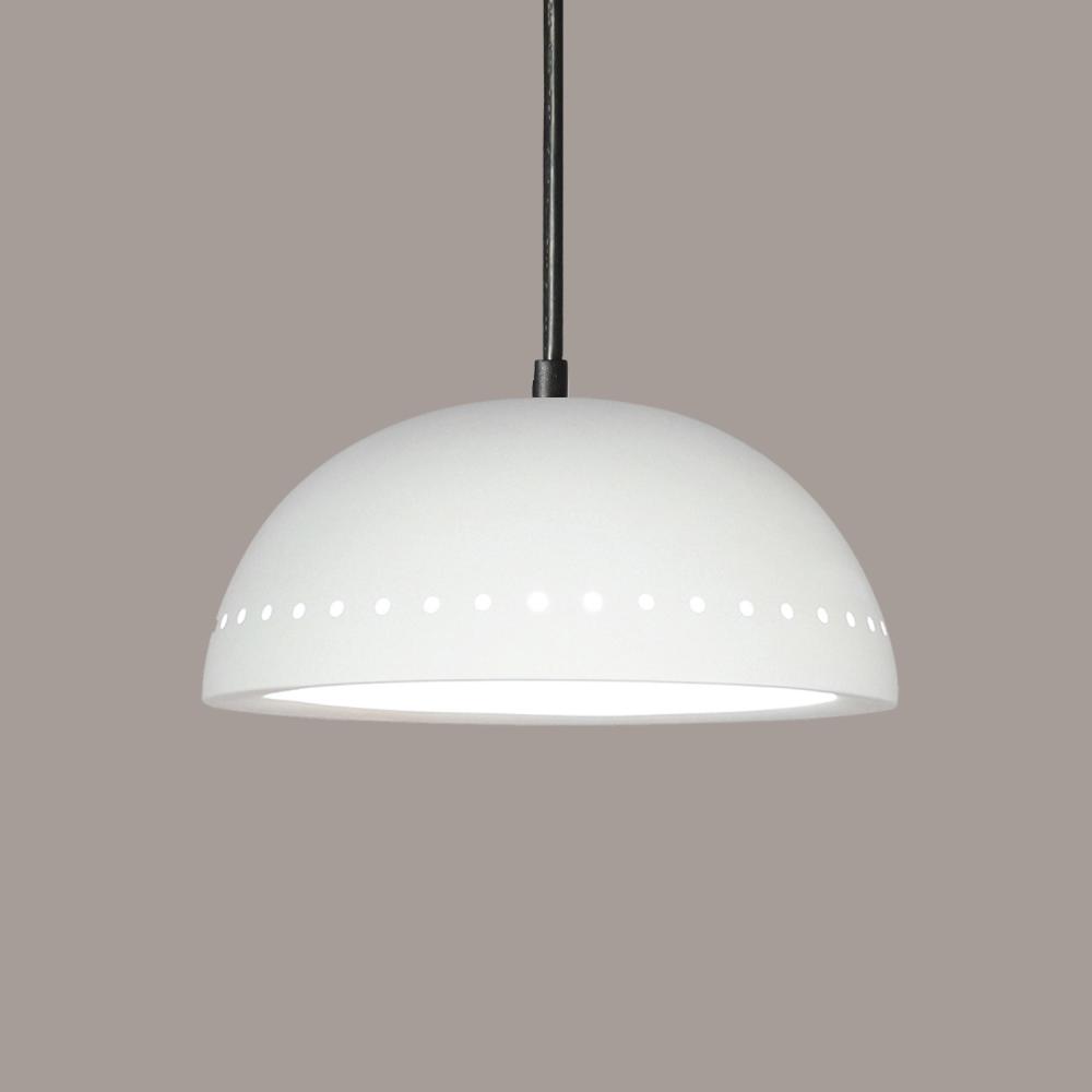 Cyprus Pendant: Cream Satin (Black Cord & Canopy)