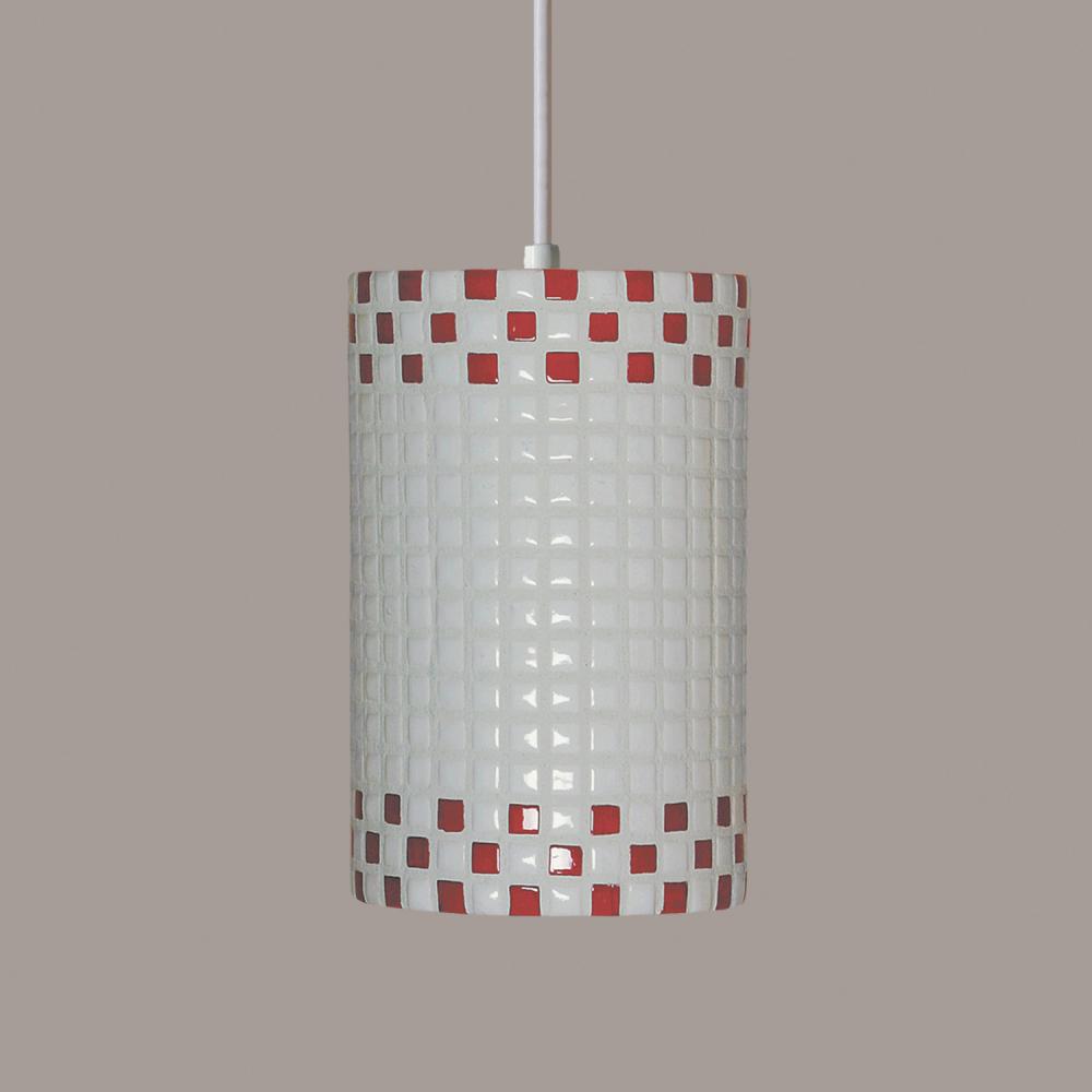 Checkers Pendant Red and White (Black Cord & Canopy)