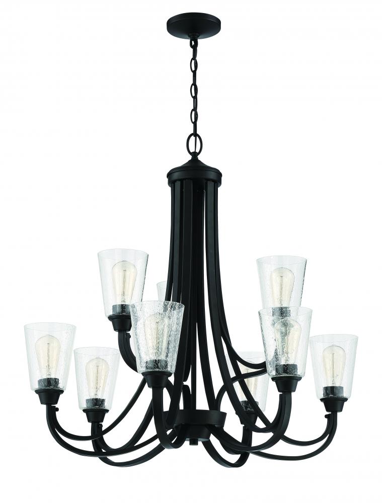 Grace 9 Light Chandelier in Espresso (Clear Seeded Glass)