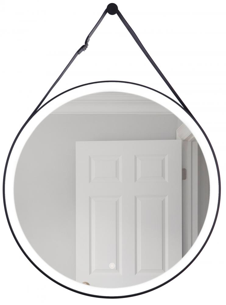 30" Round LED Mirror, dimmer, defogger, removable decorative strap & hardware, 3000K