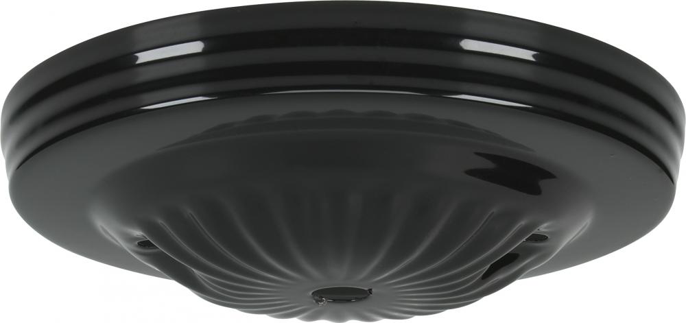 Ribbed Canopy; Canopy Only; Black Finish; 5" Diameter; 7/16" Center Hole; 2 -8/32 Bar Holes