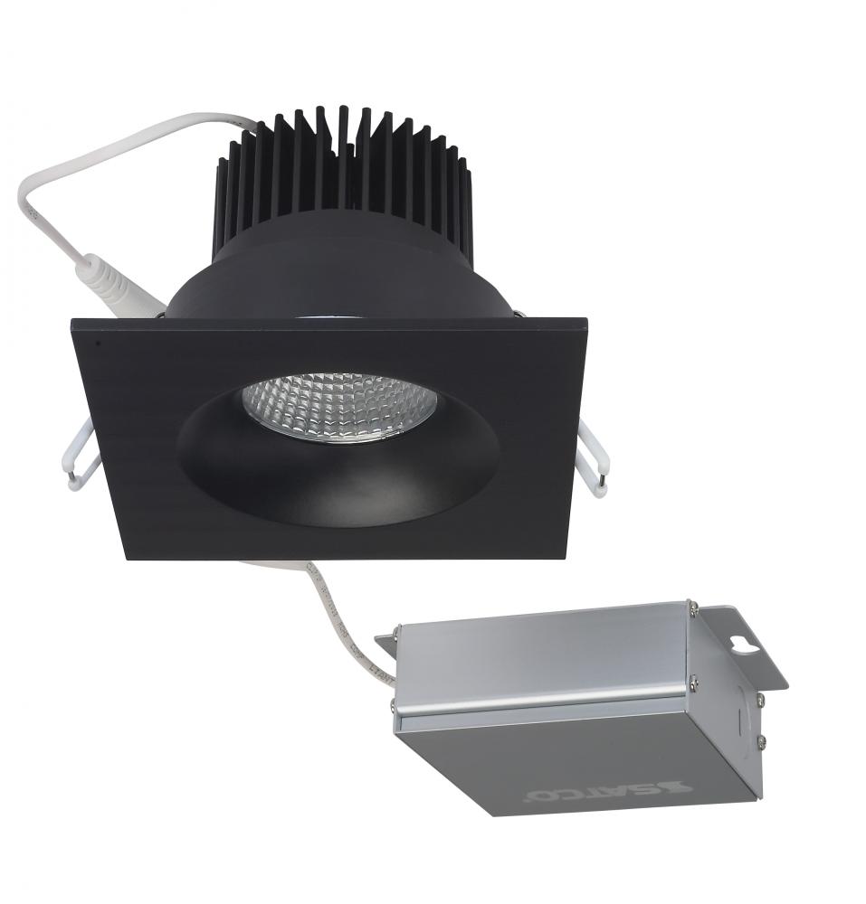 12 watt LED Direct Wire Downlight; 3.5 inch; 3000K; 120 volt; Dimmable; Square; Remote Driver; Black