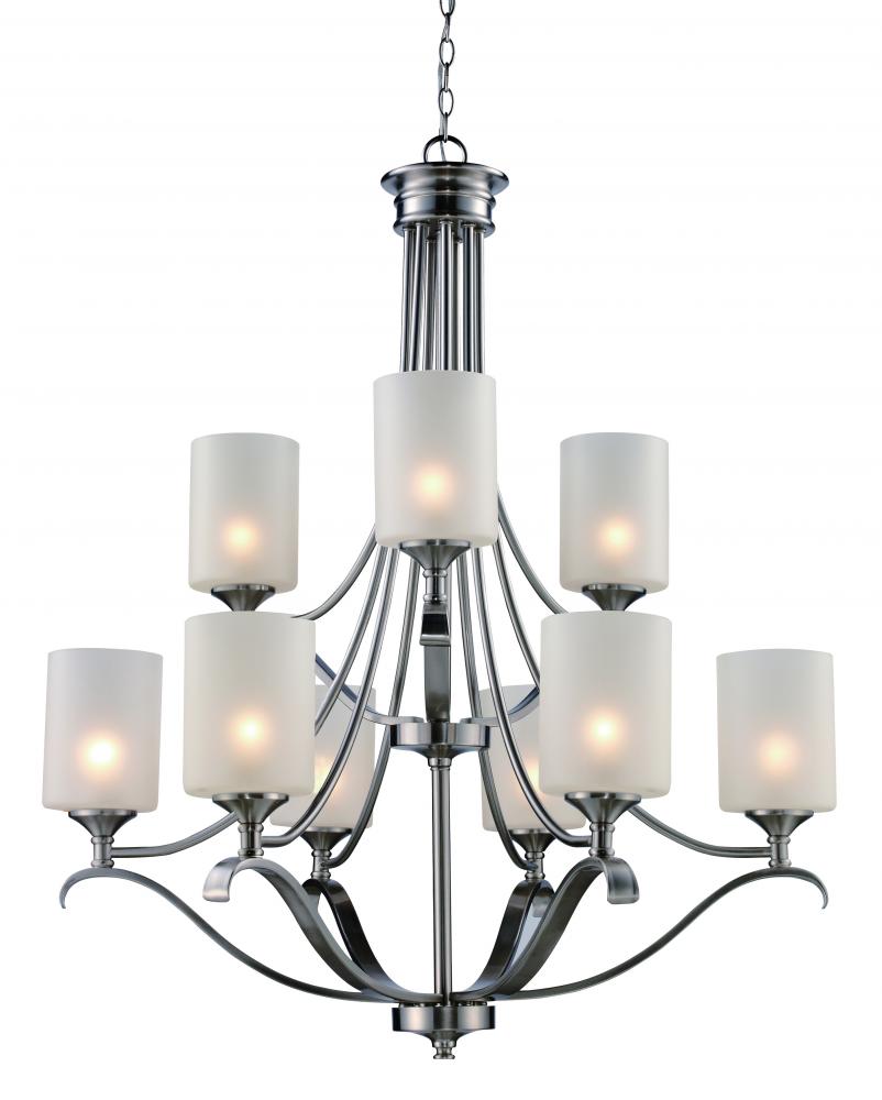 9LT CHANDELIER-CURVED ENDS-BN