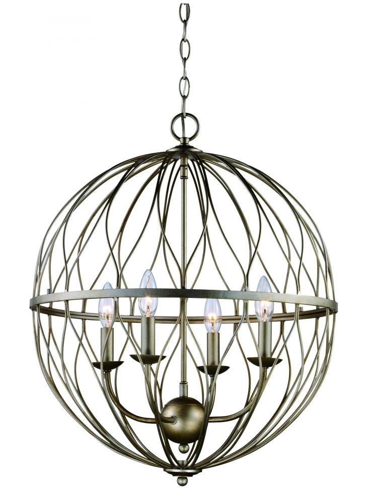 4LT CHANDELIER-ORB CAGE-ASL