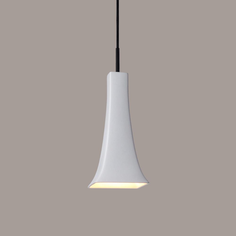 Eiffel Mini Pendant: Satin White (Black Cord & Canopy)