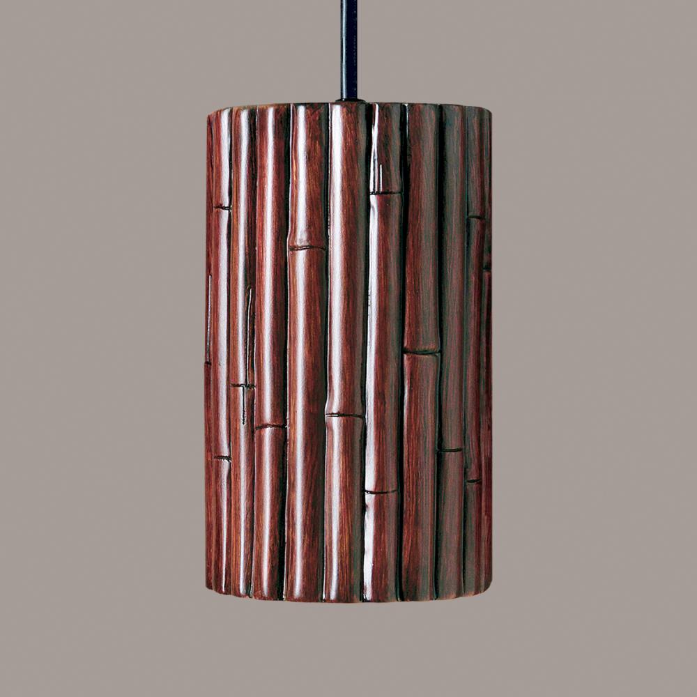 Bamboo Pendant Cinnamon (Black Cord & Canopy)