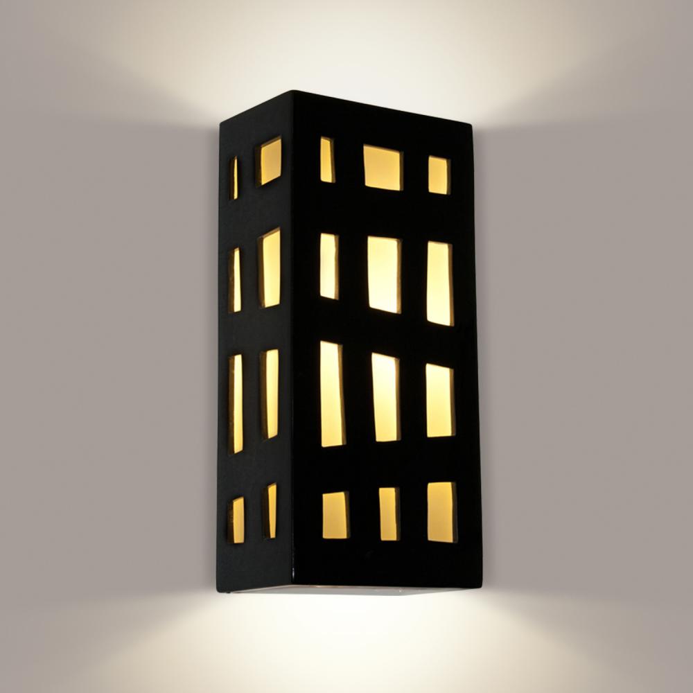 Grid Wall Sconce Black Gloss and White Frost (Outdoor/WET Location)