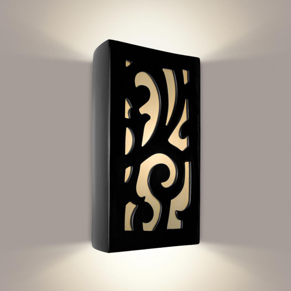 Cathedral Wall Sconce Black Gloss and White Frost (Outdoor/WET Location)