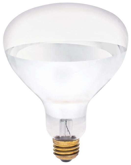 250W R40 Incandescent Reflector Clear Hard Glass Infrared Heat Flood E26 (Medium) Base, 120 Volt,