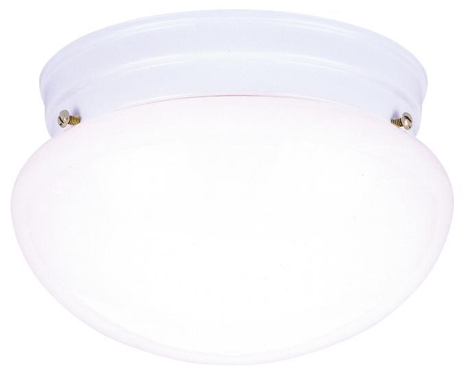 9 in. 2 Light Flush White Finish White Glass