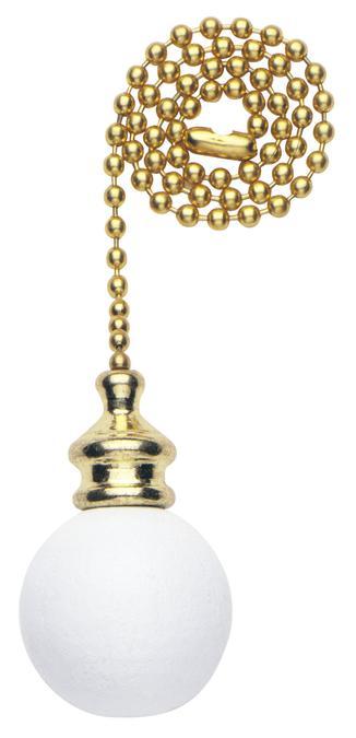 White Wooden Ball Polished Brass Finish