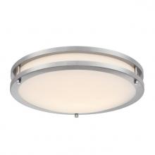 Westinghouse 6136400 - 16 in. 23W LED Flush with Color Temperature Selection Brushed Nickel Finish Frosted Acrylic Shade