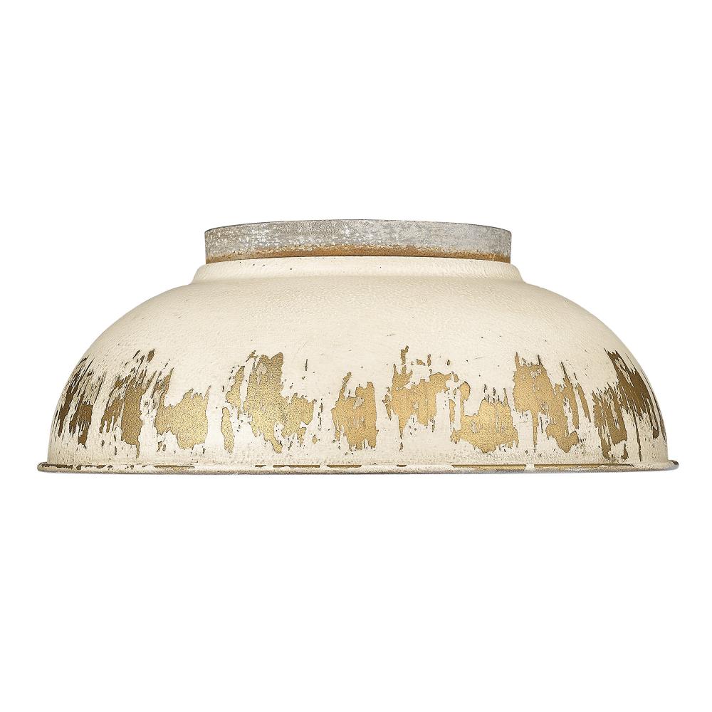 Kinsley Flush Mount in Aged Galvanized Steel with Antique Ivory Shade