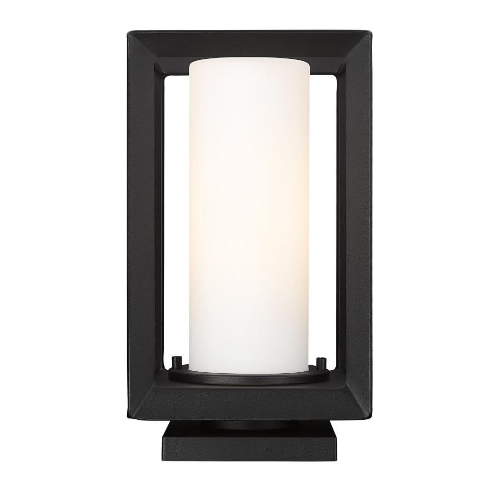 Smyth NB Pier Mount - Outdoor in Natural Black with Opal Glass Shade