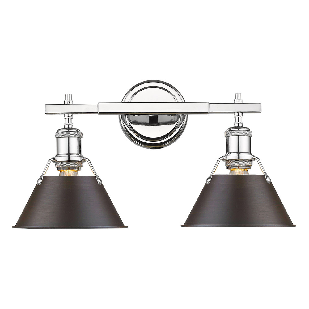 Orwell 2-Light Vanity Light in Chrome with Rubbed Bronze