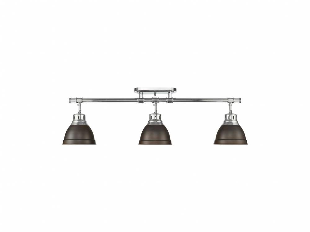 Duncan 3-Light Semi-Flush - Track Light in Chrome with Rubbed Bronze