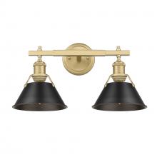 Golden 3306-BA2 BCB-BLK - Orwell BCB 2 Light Bath Vanity in Brushed Champagne Bronze with Matte Black shades