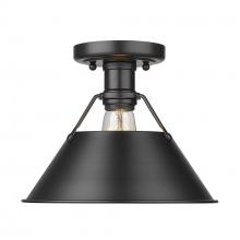 Golden 3306-FM BLK-BLK - Orwell 1-Light Flush Mount in Matte Black