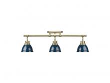 Golden 3602-3SF AB-NVY - Duncan 3-Light Semi-Flush - Track Light in Aged Brass with Matte Navy