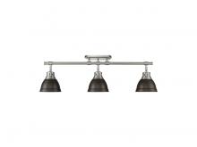 Golden 3602-3SF PW-RBZ - Duncan 3-Light Semi-Flush - Track Light in Pewter with Rubbed Bronze