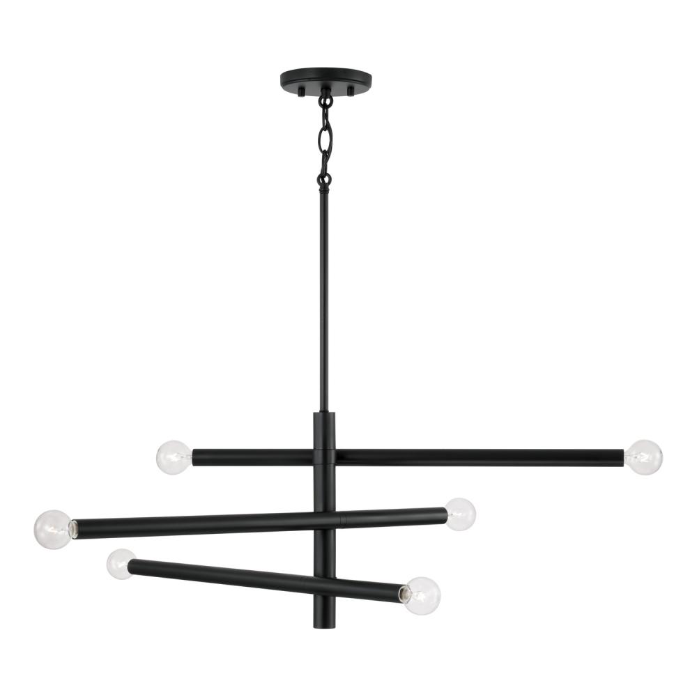 6-Light Modern Sputnik Chandelier in Matte Black