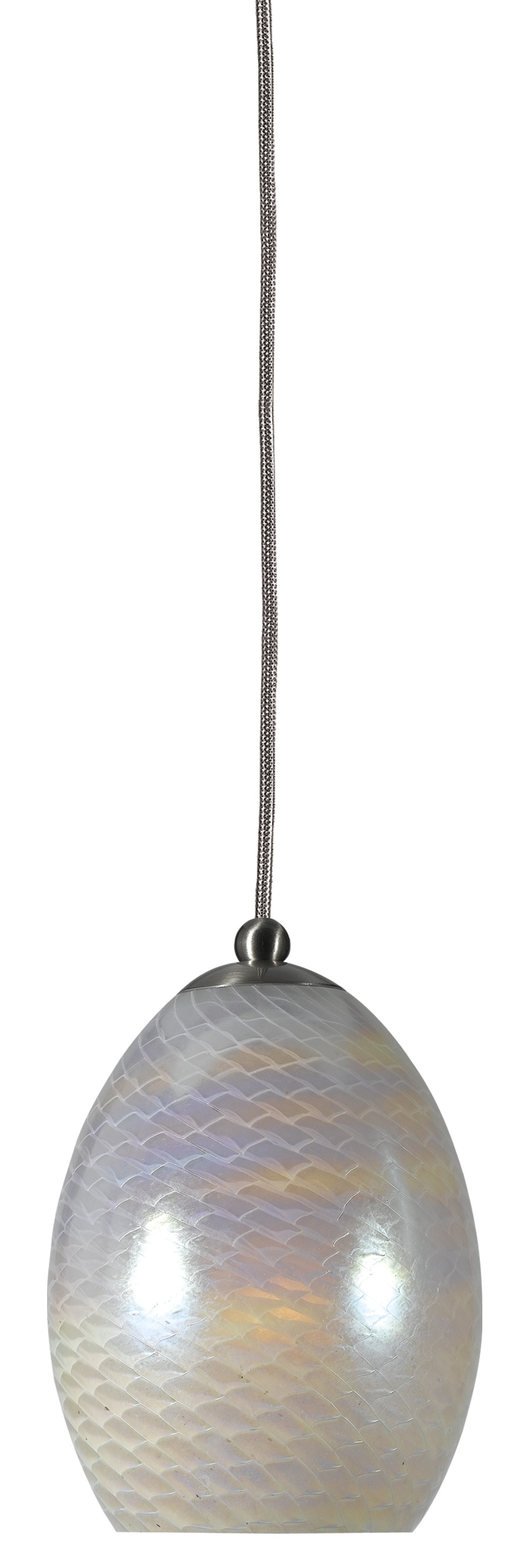 10.4" Tall Glass Pendant with Brushed Steel Cord