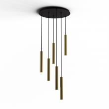 Koncept Inc CMP-C6-S-12-BRS - Combi Pendant 12&#34; Circular 6 Combo Brass with Matte Black Canopy, Suspension / Flush Mount 2-in-