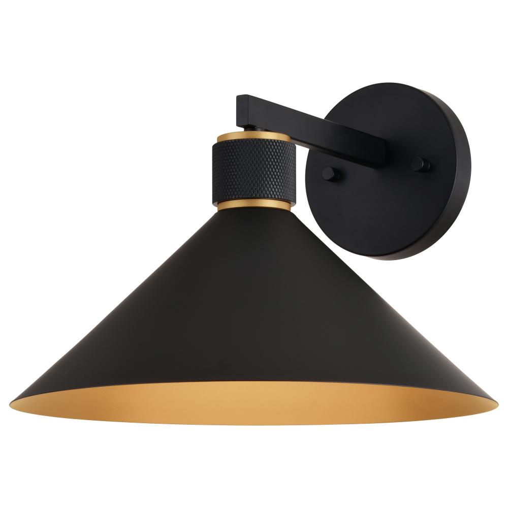 Dunbar 12-in Outdoor Wall Light Matte Black and Gold