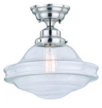 Vaxcel International C0197 - Huntley 12-in Semi Flush Ceiling Light Clear Glass Satin Nickel