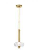 Visual Comfort & Co. Modern Collection KWPD21227CNB - Kelly Wearstler Laurel 1-light dimmable LED large pendant with natural brass finish & crystal shade