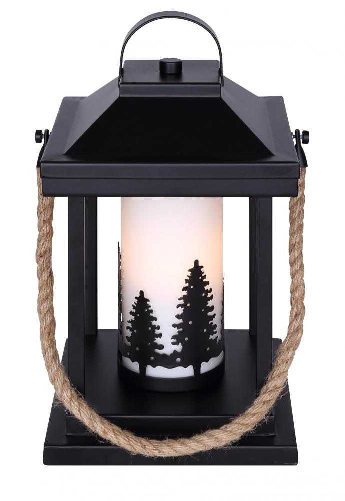 Collie 1 Light Table Lamp with Matte Black and Rope Finish and White Shade