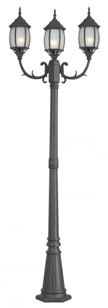 Hayden, Spec. IOL145BK-HD, 3 Lt Outdoor Post Light, Frost Glass, 100W Type A, 25 IN x 81 IN