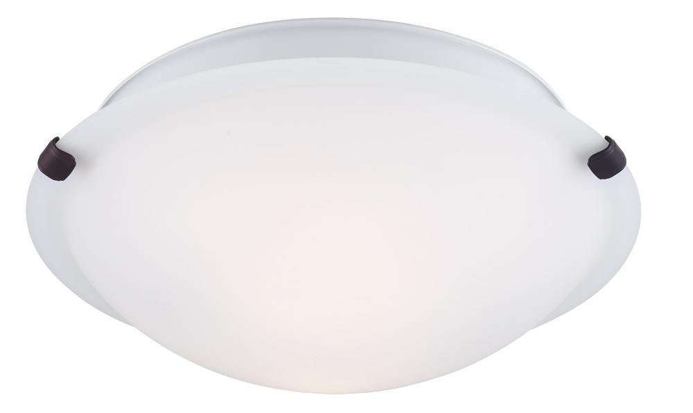 Fmount, 12" 2 Bulb Clip Flushmount, Alabaster Glass, 60W Type A