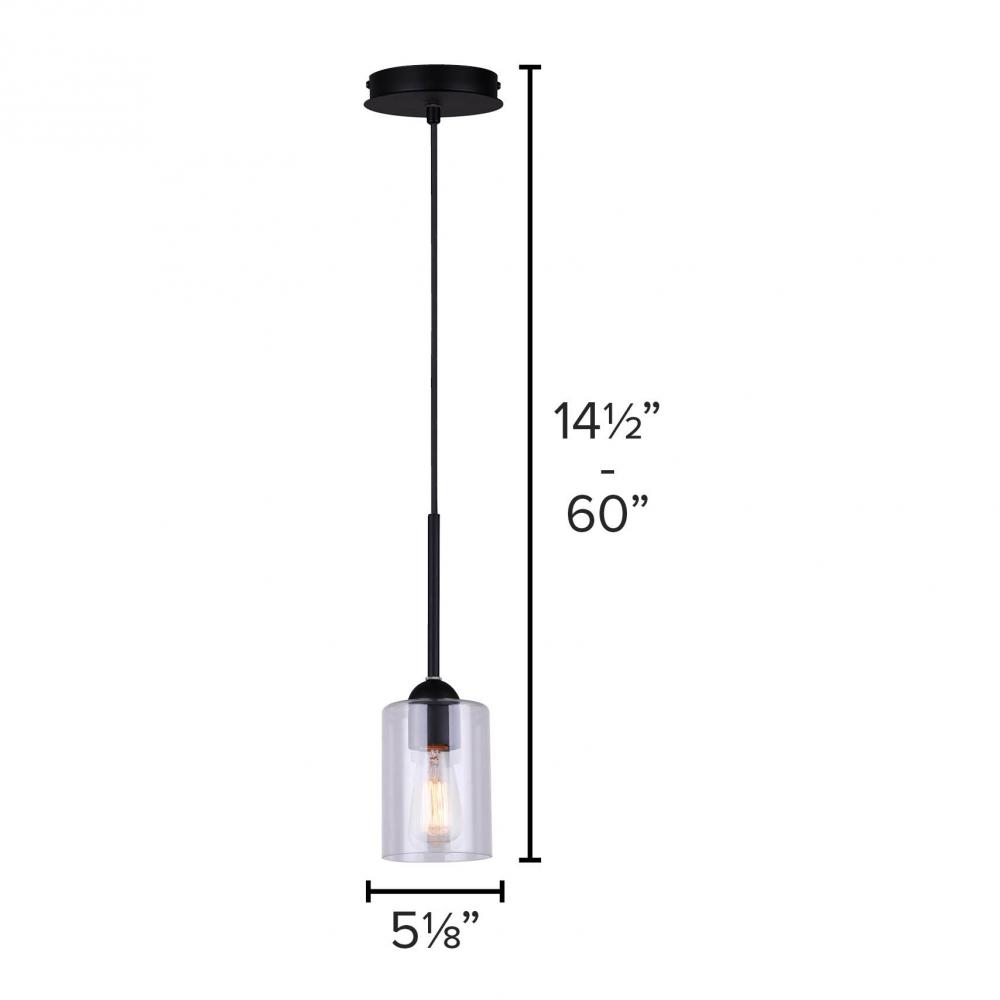 Hampton 1 Light Pendant, Black Finish