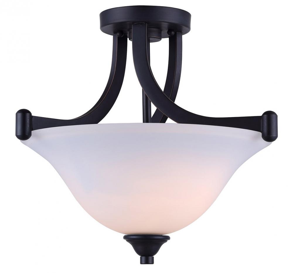 RUE, 2 Lt Semi-Flush mount, Flat Opal Glass, 60W Type A, 15" x 13"