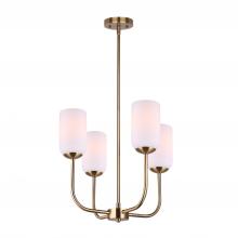 Canarm ICH1130A04GD - NOVALEE, ICH1130A04GD, 4 Lt Rod Chandelier, Flat Opal Glass, 60W Type A, 19" W x 23.5 - 53.5"